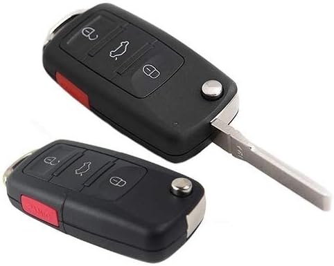 KEMANI Uncut 4 Buttons Flip Remote Entry Key Case for Jetta Passat Golf Beetle Rabbit GTI CC EOS No Chips Inside