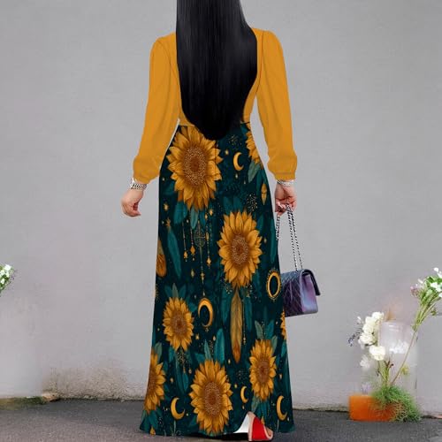 Image of PinkPatty Women's Long Sleeve Maxi Dress Plus Size Trendy Wedding Guest Dress with Pockets&Belt