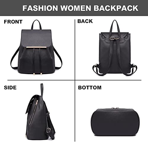 Mochila Mochila Mochila de Couro PU Moda Feminina Preto