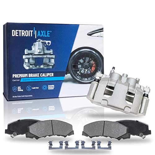 Image of Detroit Axle - Front Brake Pads + Right Disc Caliper Replacement | for 2006-2013 Chevrolet Impala Monte Carlo Buick Lucerne - 3pc Set