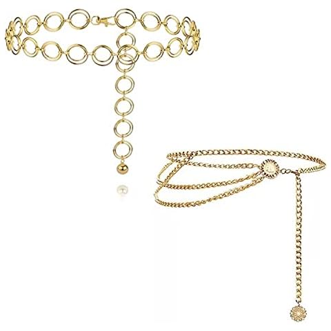 GERUI Taillenkette aus Metall für Damen Einstellbar Body Link Gürtel Mode Taillen Gürtel Cover