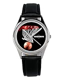 KIESENBERG Armbanduhr Basketball Geschenk Artikel Idee Fan Damen Herren Unisex Analog Quartz Lederarmband Uhr 36mm Durchmesser B-1994