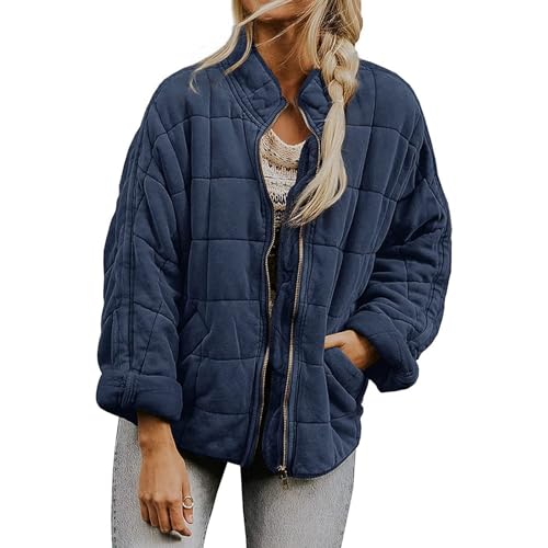 Women's Lightweight Down Coat Causal Long Sleeve Zip Packable Short Quilted Puffer Jackets Winter Warm Padded Coat