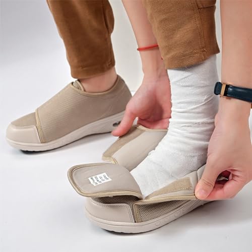 Sapatos femininos para diabéticos fáceis de calçar com ajuste leve para edema, fascite plantar, joan