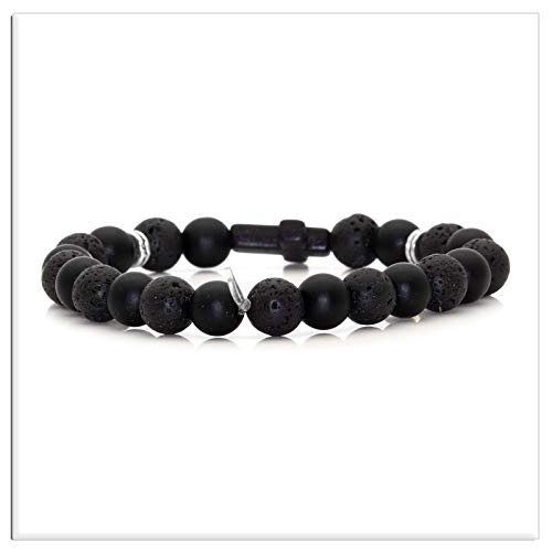 Image of Xusamss Fashion 8MM Matte Agate Beads Bracelet Cross Elastic Bracelet,7 1 /2 Wrist