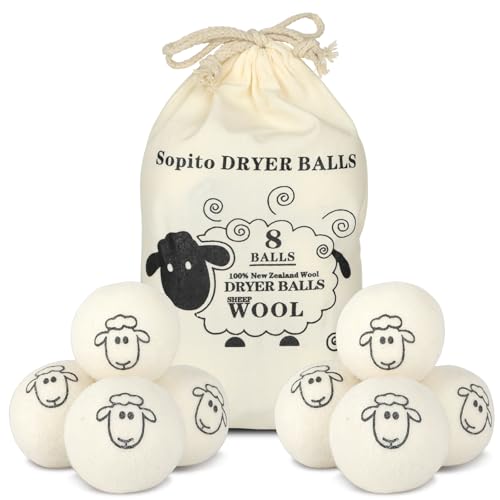 Palline Asciugatrice per Lavasciuga, 8 Pezzi in 100% Lana di Pecora, XXL Palline Ecologiche per Duvet, Ammorbidente Naturale per Abiti Morbidi