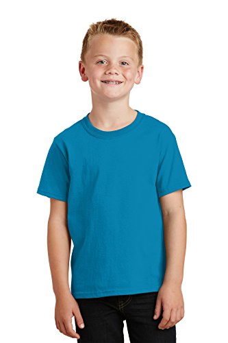 Port & Company Youth Core Cotton Tee Neon Blue XS - Main Image