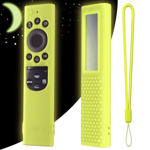 Image of OBOE Silicone TV Remote Cover Compatible with Samsung Smart Tv BN59-01311 QLED Tv Remote Protective Case with Charging and Solar Panel Cut & Loop (Glow in Dark Green) [Remote NOT Included]