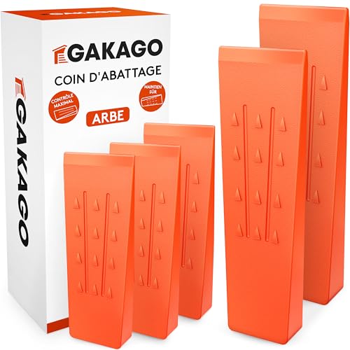Gakago Set de Coins d'abattage (Paquet de 5) - Coin en Plastique antidérapant avec écailles barbelées et veines profilées - Extrêmement résistant aux Chocs et au Gel