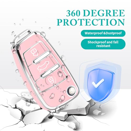 MILD EAST for Audi Key Fob Cover Compatible with A1 A3 Q3 Q7 R8 A6L TT 3 Button Flip Key Shell Case - Image 6