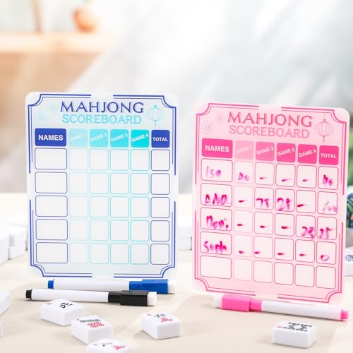 Set 2 Tableros Marcadores Mahjong con Base y Marcadores miniatura 7