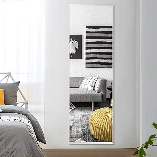 PexFix Frameless Full Length Wall Mirror, Contemporary Beveled Mirror, Sleek Dressing Mirror