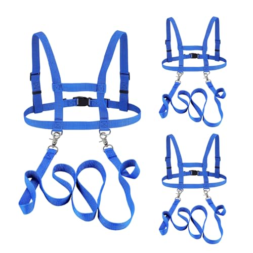 Tmefoy 3 Stück Pferdeleine zum Spielen für Kinder, Verstellbares Pferdegeschirr, pferdeleine Kinder, kinderleine, Spielen Harness für Jungen und Mädchen (blau)