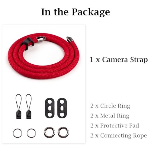 VOVMOEYA Camera Strap for DSLR,Universal Camera Neck Shoulder Strap for Fujifilm X100VI XT5 for Nikon Zf Z8 Z30 for Canon EOS R6 R10 R50 for Sony A6400 A6700 A7C II A7IV - Red - Image 6