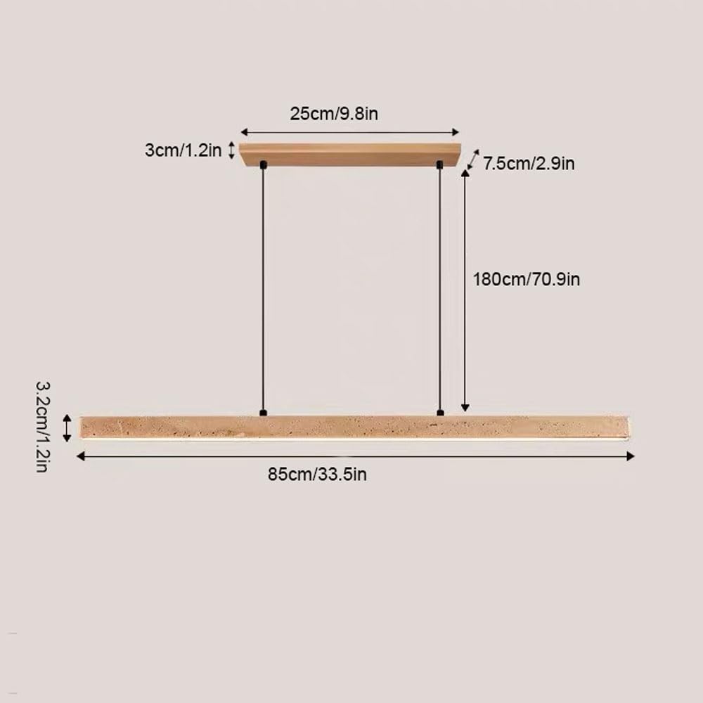 Liniowa lampa wisząca LED Żyrandol z kamienia naturalnego Ściemnialna lampa wisząca sufitowa z pilotem, Nordic Wood Lampy wiszące do jadalni Wyspa kuchenna Lampy stołowe bilardowe LWX
