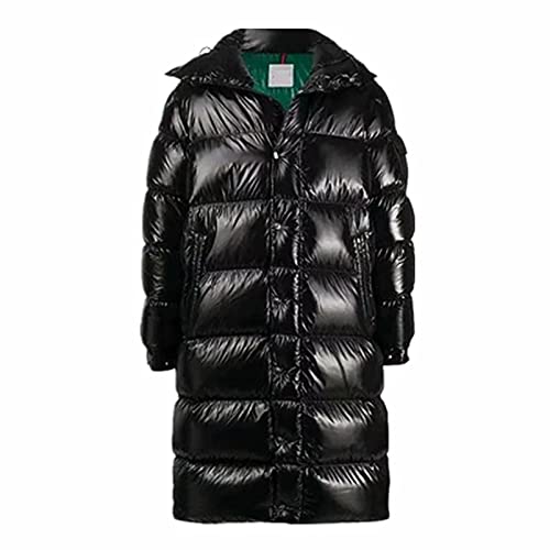 Jaqueta masculina brilhante com capuz quente de inverno longa grossa brilhante casual casaco casaco