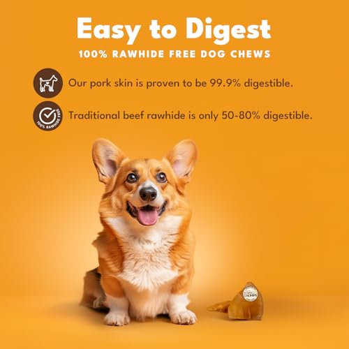 Pork-Chomps-Roasted-Pork-Skin-Dog-Chews-5-inch-Ear-Shapes-144-Ounce-Pack-of-4 Pork Chomps Roasted Pork Skin Dog Chews 5 inch Ear Shapes 144 Ounce Pack of 4