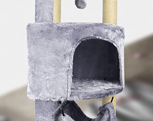 Huitree Cat Tree With Scratching Post And Hanging Bed,Grey #TOP4