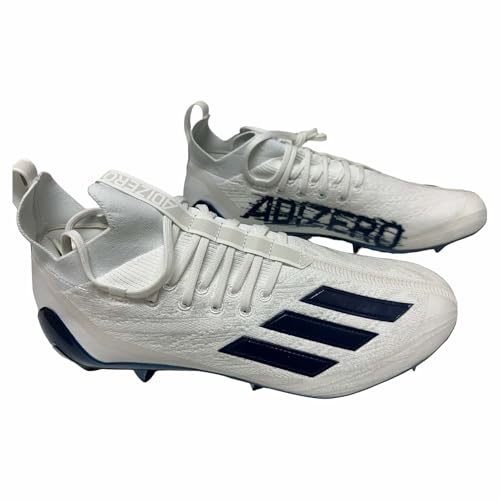 Adidas Men's Adizero Primeknit Football Cleats Shoes White/Navy Blue #GV9624 - Size Men's 12