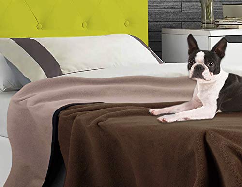 WESBRAD 100% Leak Proof, Waterproof, Totally Pee Proof, EZ-Wash, Durable, 3 Layer Blanket (Slate Grey/Cool Grey) Adults, Pets, Dogs, Cats, Cozy Soft (Chocolate Brown/Light Mocha, Large 80