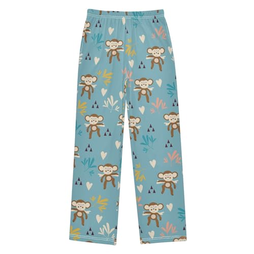 ZZXXB Monkey Geometry Print Boys Long Pants Soft Trousers Elastic Waist Kids Lounge Bottoms with Pockets S-XL