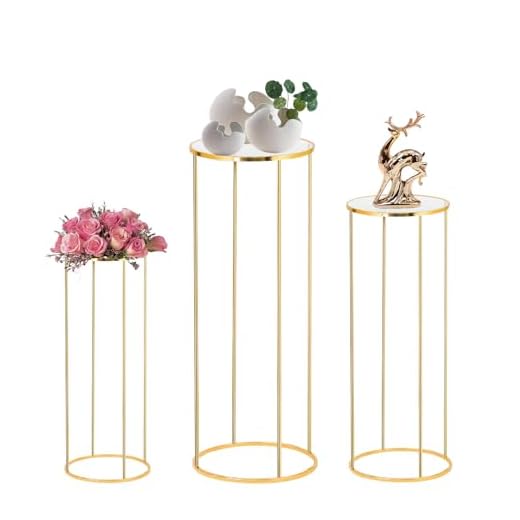Gold Cylinder Pedestal Stands for Events