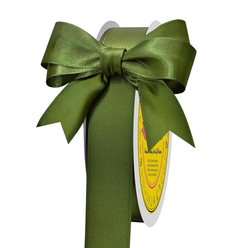 Image of Moss Double Face Satin Ribbon 1 inch X 50 Yards Spool Bright Colors Very Suitable for Weddings Gift Package Wrapping Dancer Wand Sewing Party Hair Bow Invitation Decorations and More
