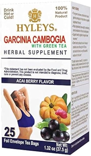 HYLEYS Tea Garcinia Cambogia Green Tea with Acai Berry Flavor – 25 Tea Bags (12 Pack – 300 Tea Bags Total)
