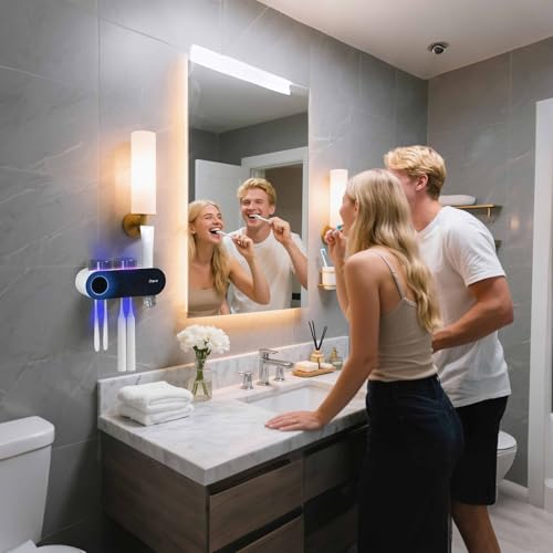 iHave Toothbrush Holder for Bathroom, UV Toothbrush Sanitizer and Holder Smart Home Bathroom Accessories, 2 Cups Electric Toothbrush Holder Wall Mounted with Toothpaste Dispenser Bathroom Decor - Cosy Home Interiors iHave Toothbrush Holder for Bathroom, UV Toothbrush Sanitizer and Holder Smart Home Bathroom Accessories, 2 Cups Electric Toothbrush Holder Wall Mounted with Toothpaste Dispenser Bathroom Decor - Image 7