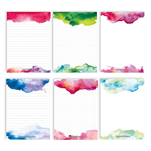 6 blocs de notas en blanco de diseño libre | para citas, proyectos, lista de tareas, reuniones, listas de la compra, notas y mucho más - Acuarela - set de blocs de notas 17 - 10,5 x 14,8 cm