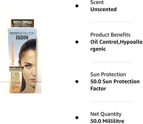 Fotoprotector Fusion Water Oil Control Fps 50+ Facial Sunscreen. 50Ml #TOP6