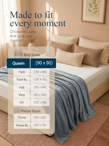 Image of Utopia Bedding Soft Fleece Bed Blanket Queen Size Ash Grey (90x90 Inch)