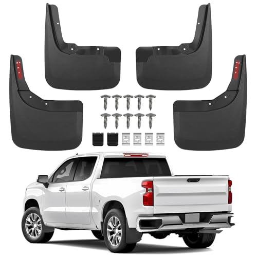 Image of Mud Flaps for 2025 2024 2023 2022 2021 2020 2019 Chevy Silverado 1500 Accessories Heavy Duty Front & Rear Mud Splash Guards (NOT FITS ZR2, LT Trail Boss, Custom Trail Boss), Non-Drilling