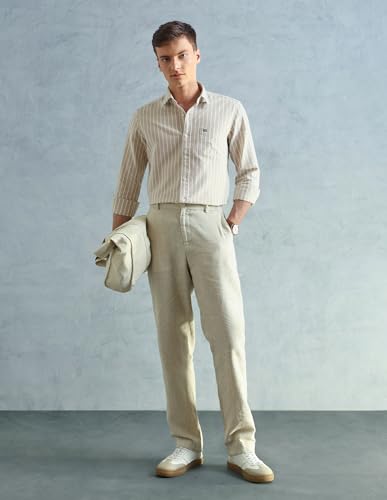Image of Arrow Striped Slim Fit Mens Casual Shirts - 100% Cotton, Breathable & Comfortable, Full Sleeves Shirts for Men