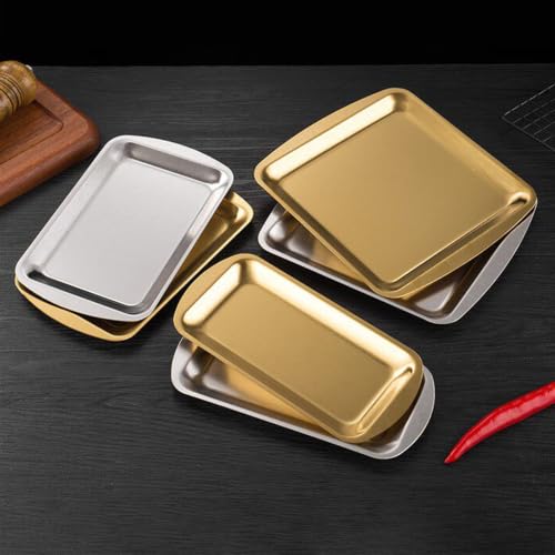 Bandeja de metal para servir en cafeterías acero inoxidable rectangular 23x14 5