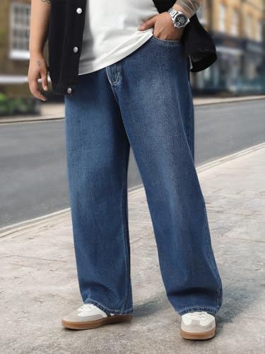 Image of Urbano Plus Men's Loose Baggy Fit Washed Jeans Non-Stretchable