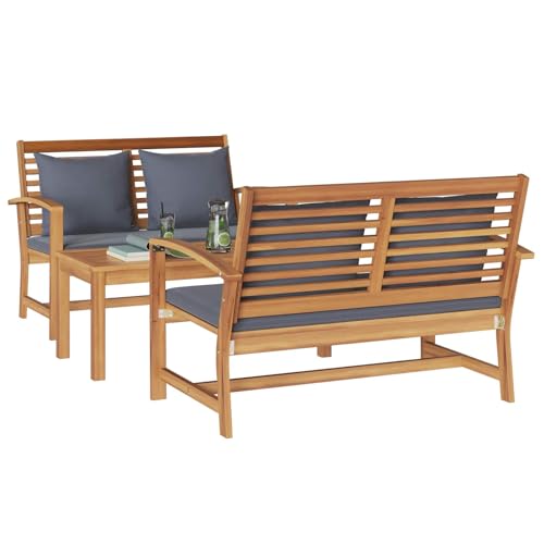 vidaXL Ensemble de canapé de Jardin 3 pcs Naturel Bois de Teck Massif, Canapé Moderne pour Jardin et terrasse, mobilier en Teck, Confort stylé, Design...