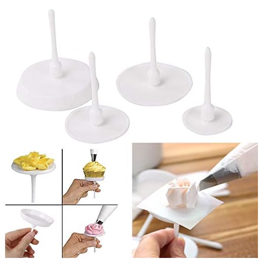 Futurekart Cake Cupcake Stand Icing Cream Decorating Tool Cake Flower Needle Nail Baking Tools - White - 4 Pcs