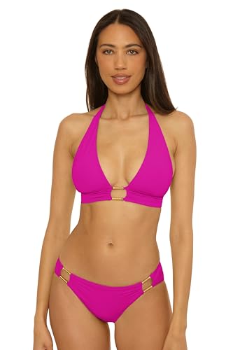 BECCA Women's Color Code Halter Bikini Top, Adjustable, Tie Back, Swimwear Separates4