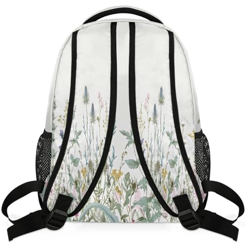 Backpack for Kids Boys Girls Women Men, Wildflowers Leaves School Laptop Backpacks Casual Daypack Travel Rucksack Bookbag for Adults4