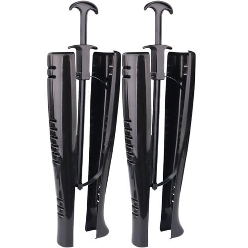 yeeplo Lot de 2 embauchoirs de bottes pour bottes hautes en plastique - Outil de support pour genoux - Avec tendeurs de bottes de préhension, Noir + noir., m