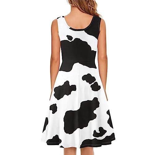 Image of Women's Casual Loose Sundress Midi Sleeveless Crewneck Dress Summer Beach Tank Dress with Pockets