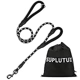 SuplutuX Hundeleine mit Zwei Gepolsterten Griffen, 1.5m Starke, Robuste Führleine für Hunde mit Reflektierend Streifen, Laufleine für Mittelgroße bis große Hunde