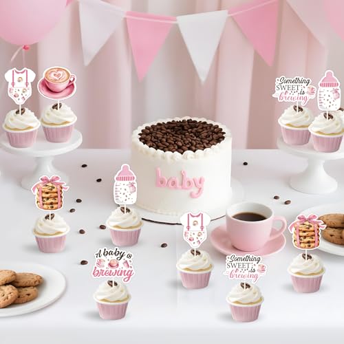 Décorations cupcake A Baby is Brewing pour baby shower thème café et biscuits - Lot de 24 - 4