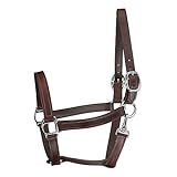Perri's Horse Track Style Leather Turnout Halter with Snap, Black