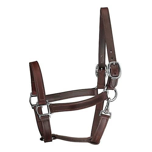 Perri's Horse Track Style Leather Turnout Halter with Snap, Black