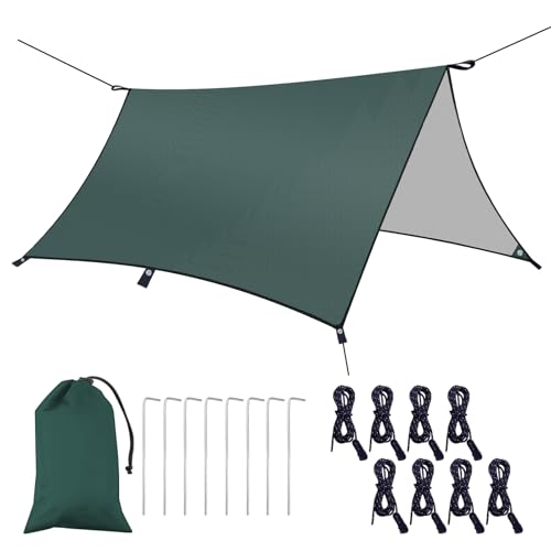 Flintronic Lona Impermeable para Tienda de campaña de 3 m x 3 m, Lona Ligera e Impermeable, Refugio de Campamento, Lona portátil Resistente al Viento a Prueba de Nieve, para Sombra, Camping al Aire