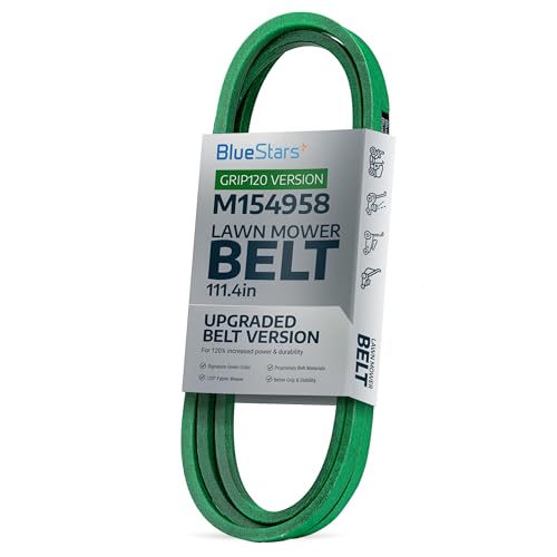 Image of [Upgraded Grip120] BlueStars M154958 Secondary Deck Belt 5 /8 inch x 111.4 inch | For 48 inch Mower Deck J-Deere GT235 X300 X320 345 325 180 245 265 GX345 LX280 GT275 Replaces 954-04055 754-04055 Aramid Cord