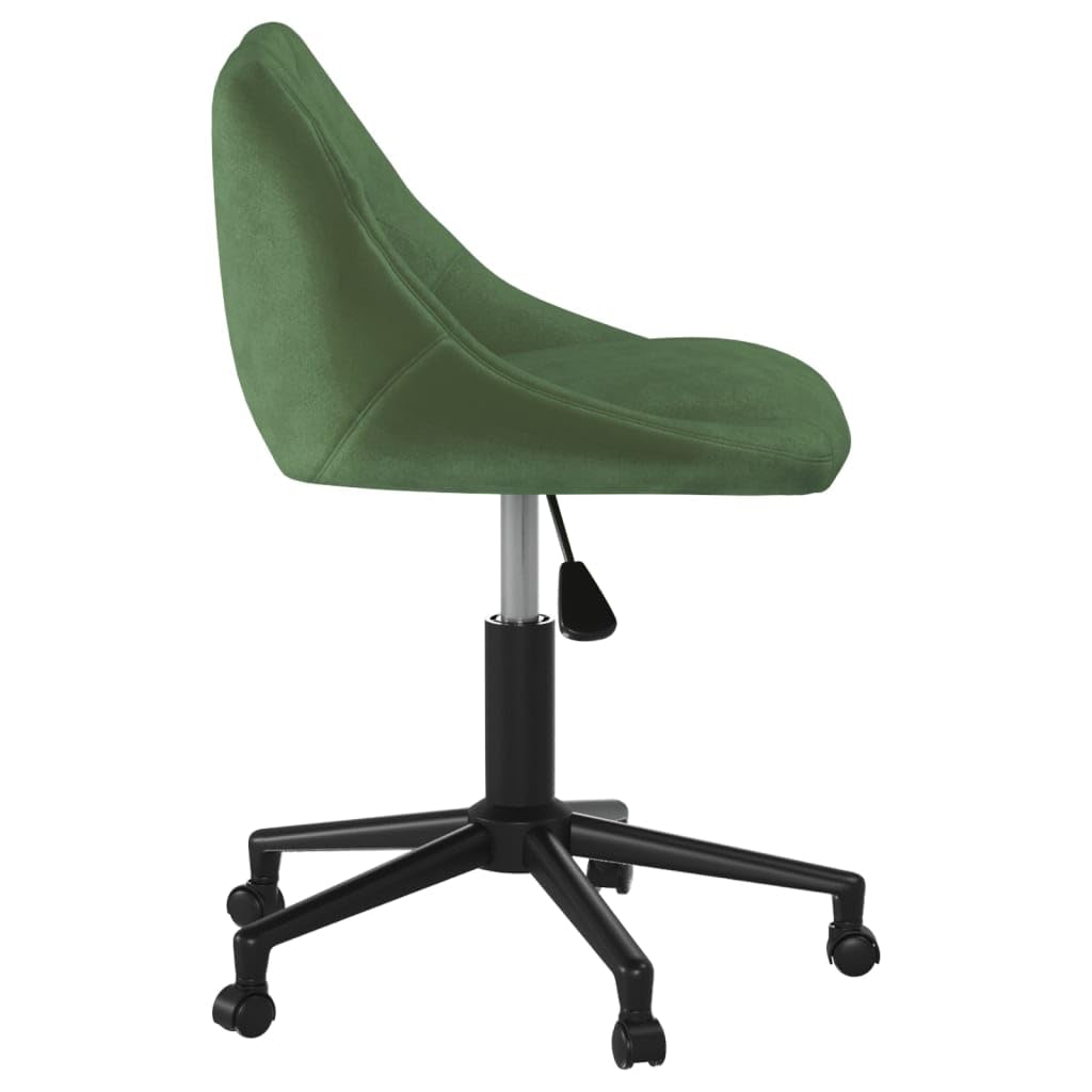 Silla de oficina giratoria de terciopelo verde oscuro con ajuste de altura, rotación de 360 grados, ruedas, respaldo ergonómico, asiento cómodo, ideal para oficina en casa, trabajo, juegos y