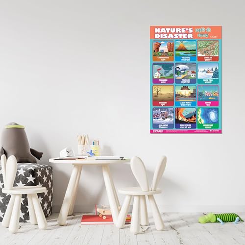 Image of ESCAPER Nature's Disaster Educational Charts, (11.5 x 17.5 inches), 300 GSM Paper, Laminated, Self Adhesive Back, Kids Study Material, Learning Posters, Perfect For Home Schooling, Nursery Students